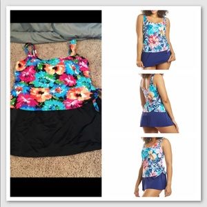 Azul by Maxine of Hollywood
Tropical Print One Piece Faux Swim Skirtini
Size 10
